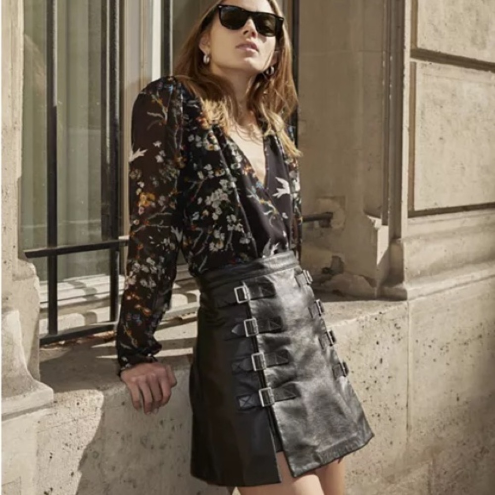 The Kooples
Black Bird Printed Crossover Top